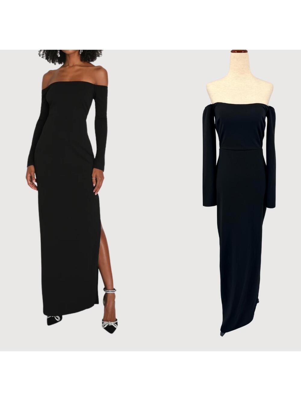 Lulus NWT Off Shoulder Maxi Dress Black Formal S